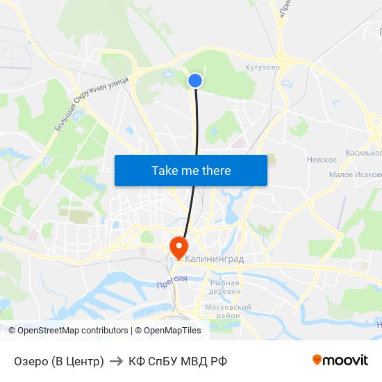 Озеро (В Центр) to КФ СпБУ МВД РФ map