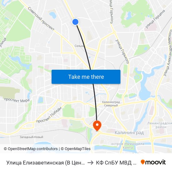 Улица Елизаветинская (В Центр) to КФ СпБУ МВД РФ map