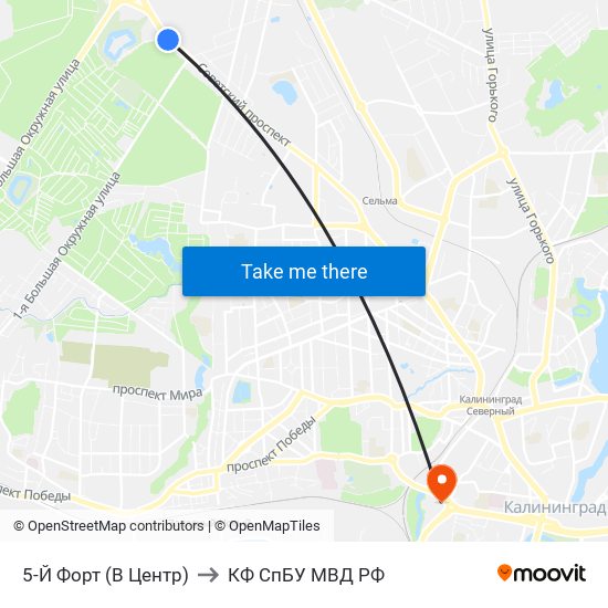 5-Й Форт (В Центр) to КФ СпБУ МВД РФ map