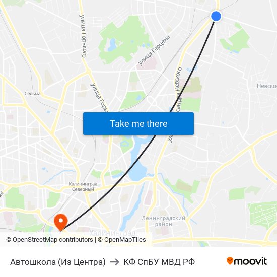 Автошкола (Из Центра) to КФ СпБУ МВД РФ map
