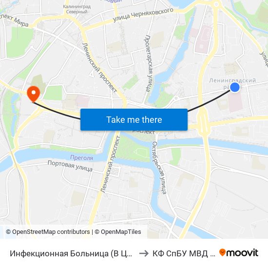 Инфекционная Больница (В Центр) to КФ СпБУ МВД РФ map