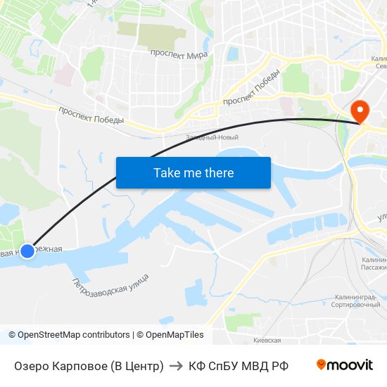 Озеро Карповое (В Центр) to КФ СпБУ МВД РФ map