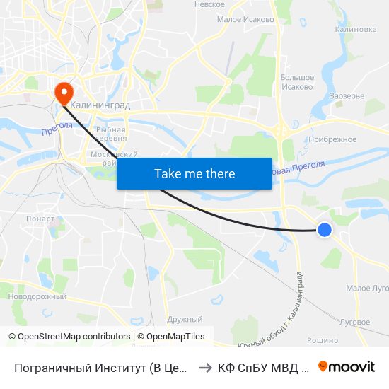 Пограничный Институт (В Центр) to КФ СпБУ МВД РФ map
