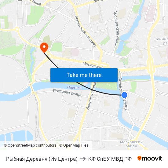 Рыбная Деревня (Из Центра) to КФ СпБУ МВД РФ map