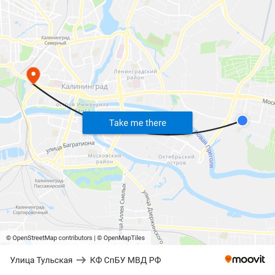 Улица Тульская to КФ СпБУ МВД РФ map