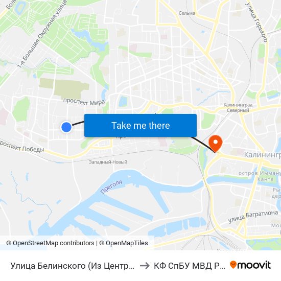 Улица Белинского (Из Центра) to КФ СпБУ МВД РФ map