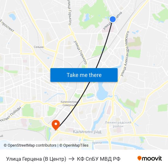 Улица Герцена (В Центр) to КФ СпБУ МВД РФ map