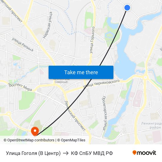 Улица Гоголя (В Центр) to КФ СпБУ МВД РФ map