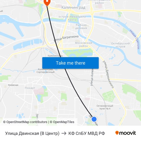 Улица Двинская (В Центр) to КФ СпБУ МВД РФ map