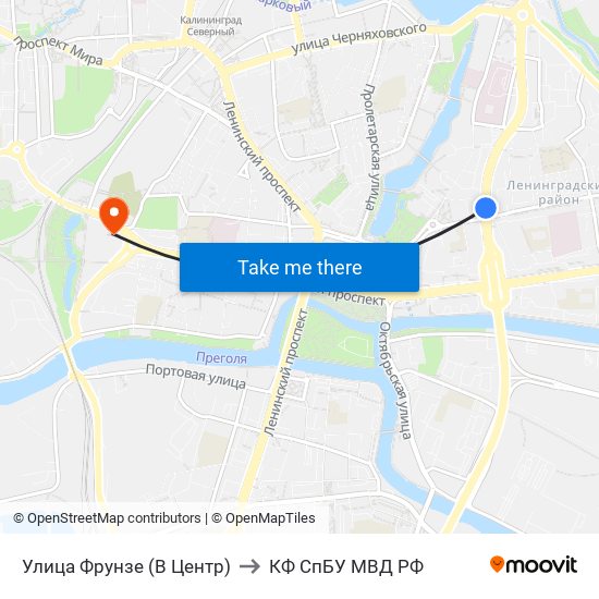 Улица Фрунзе (В Центр) to КФ СпБУ МВД РФ map
