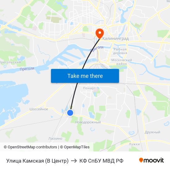 Улица Камская (В Центр) to КФ СпБУ МВД РФ map