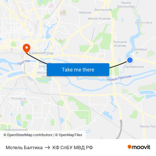 Мотель Балтика to КФ СпБУ МВД РФ map