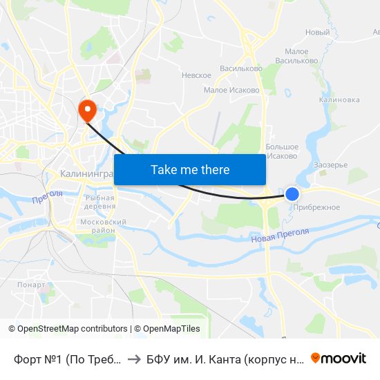 Форт №1 (По Требованию, В Центр) to БФУ им. И. Канта (корпус на Горького, бывш. БИЭФ) map