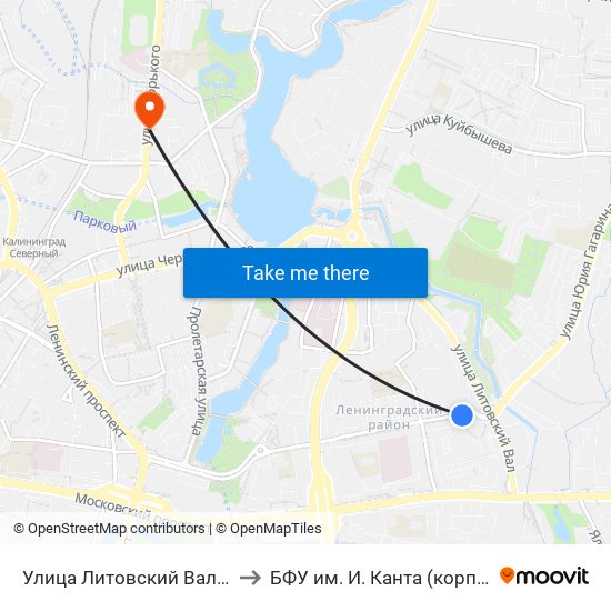 Улица Литовский Вал (На Ул. Фрунзе, Из Центра) to БФУ им. И. Канта (корпус на Горького, бывш. БИЭФ) map