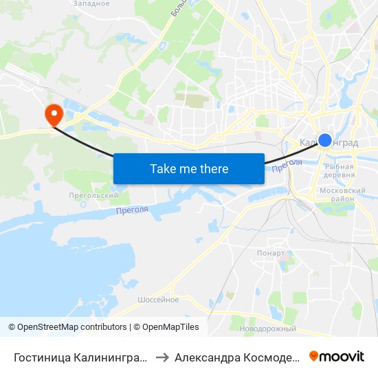 Гостиница Калининград (В Центр) to Александра Космодемьянского map
