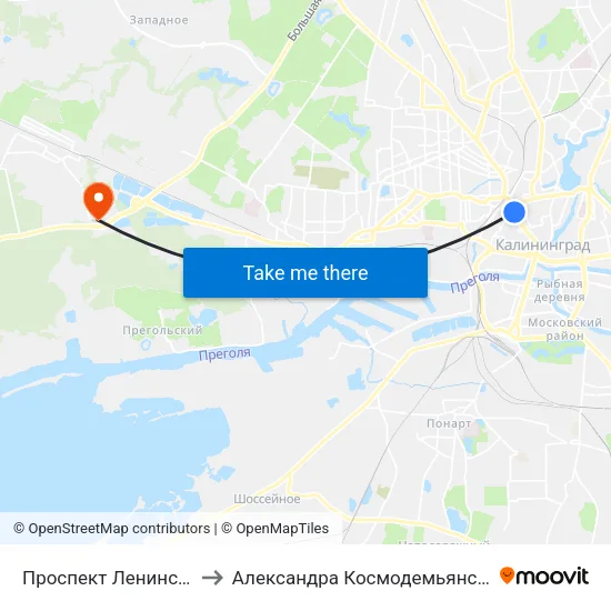Проспект Ленинский to Александра Космодемьянского map