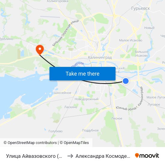 Улица Айвазовского (Из Центра) to Александра Космодемьянского map