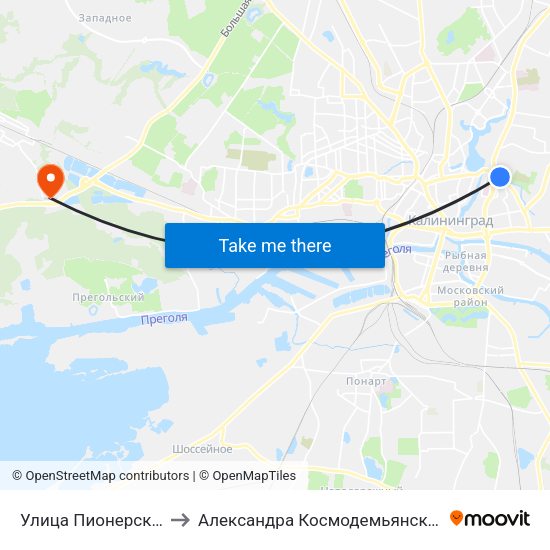 Улица Пионерская to Александра Космодемьянского map