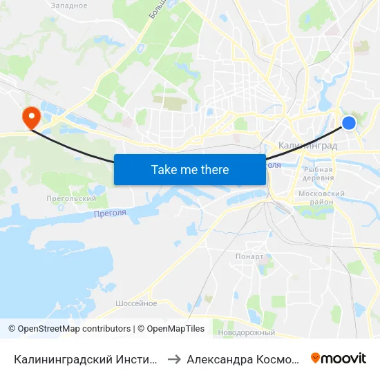 Калининградский Институт Управления to Александра Космодемьянского map