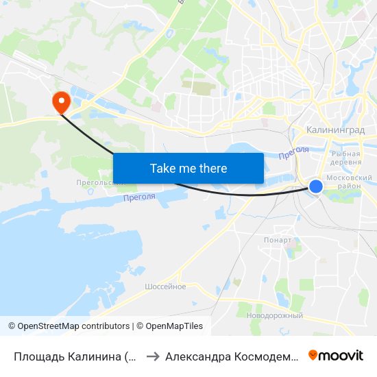 Площадь Калинина (В Центр) to Александра Космодемьянского map
