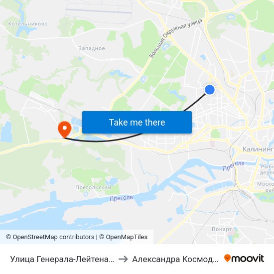 Улица Генерала-Лейтенанта Захарова to Александра Космодемьянского map