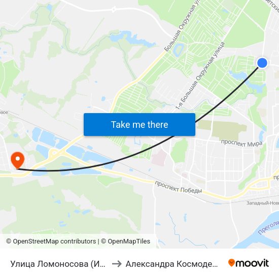 Улица Ломоносова (Из Центра) to Александра Космодемьянского map