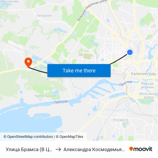 Улица Брамса (В Центр) to Александра Космодемьянского map