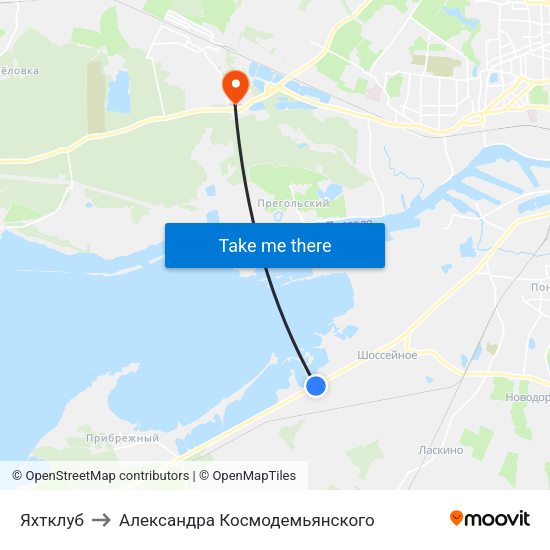 Яхтклуб to Александра Космодемьянского map