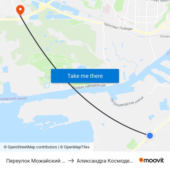 Переулок Можайский (В Центр) to Александра Космодемьянского map