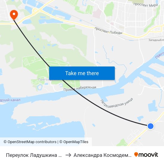 Переулок Ладушкина (В Центр) to Александра Космодемьянского map