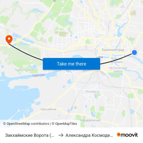 Закхаймские Ворота (Из Центра) to Александра Космодемьянского map