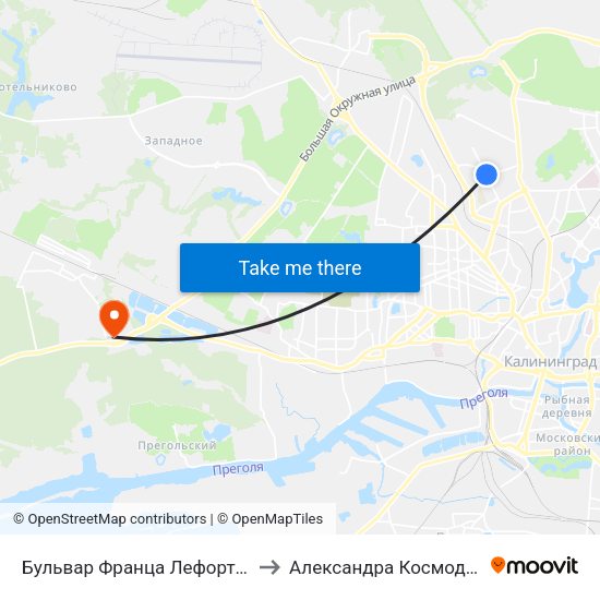 Бульвар Франца Лефорта (Из Центра) to Александра Космодемьянского map