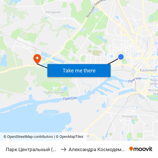 Парк Центральный (В Центр) to Александра Космодемьянского map