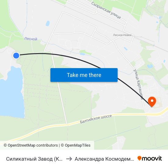 Силикатный Завод (Конечная) to Александра Космодемьянского map