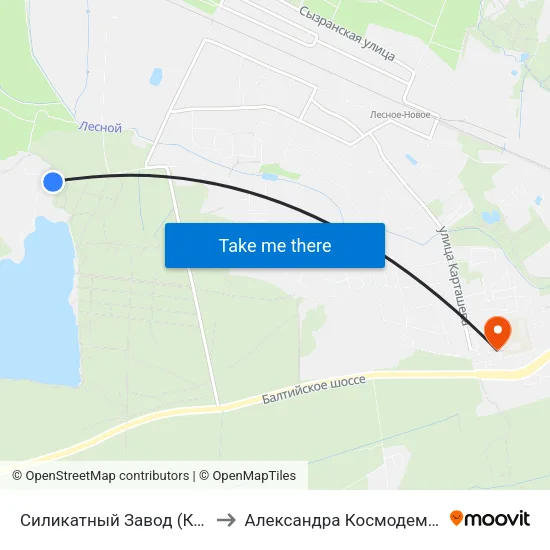Силикатный Завод (Конечная) to Александра Космодемьянского map