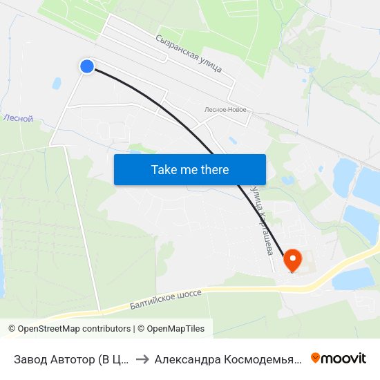 Завод Автотор (В Центр) to Александра Космодемьянского map