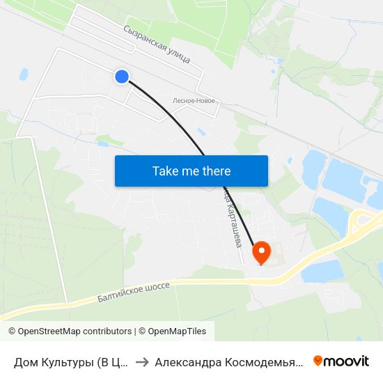 Дом Культуры (В Центр) to Александра Космодемьянского map