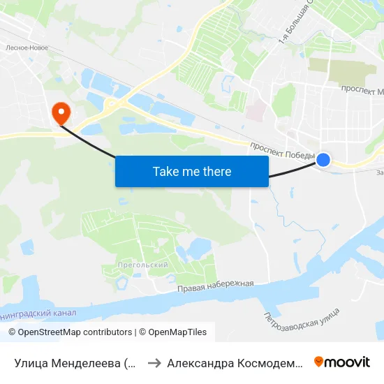 Улица Менделеева (В Центр) to Александра Космодемьянского map