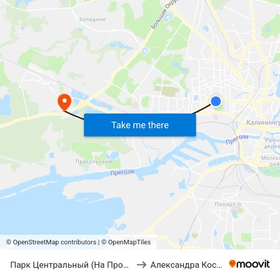 Парк Центральный (На Проспекте Победы, В Центр) to Александра Космодемьянского map