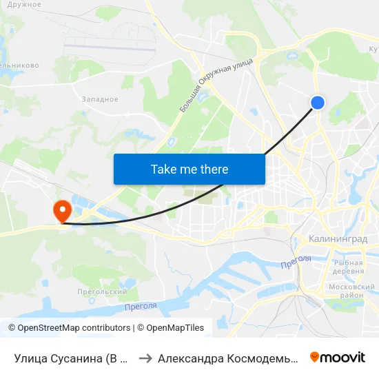 Улица Сусанина (В Центр) to Александра Космодемьянского map