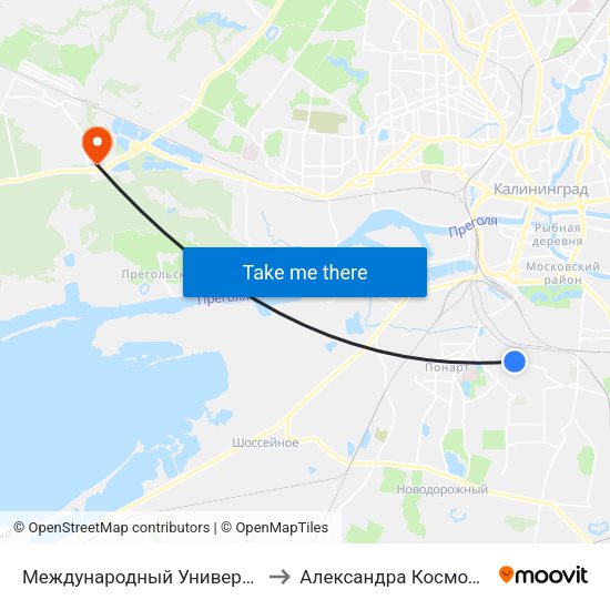 Международный Университет (В Центр) to Александра Космодемьянского map