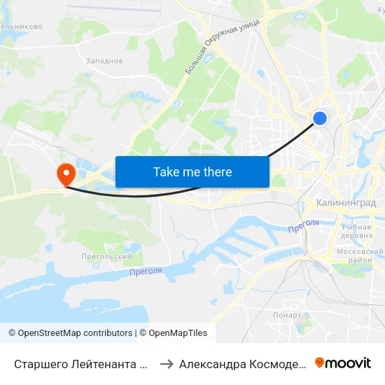Старшего Лейтенанта Сибирякова to Александра Космодемьянского map