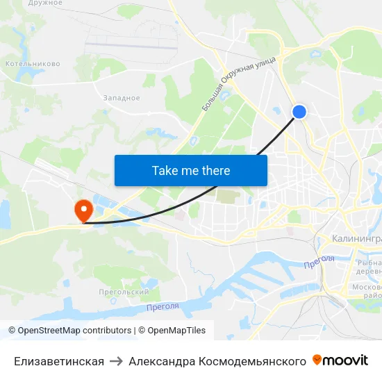 Елизаветинская to Александра Космодемьянского map
