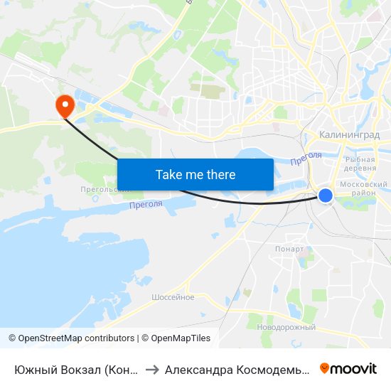 Южный Вокзал (Конечная) to Александра Космодемьянского map