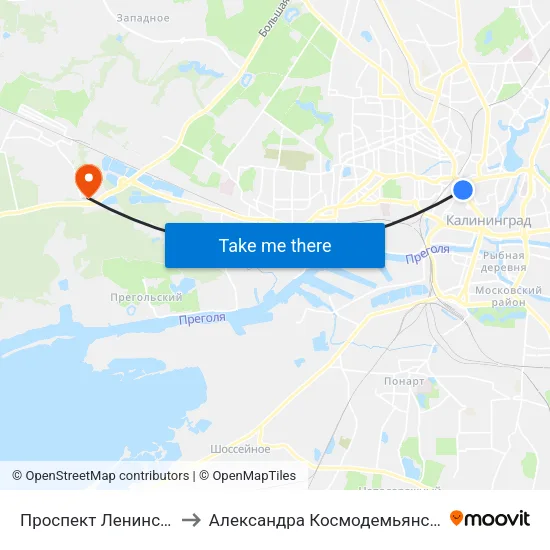 Проспект Ленинский to Александра Космодемьянского map