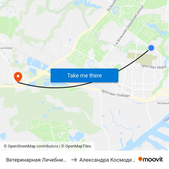 Ветеринарная Лечебница (В Центр) to Александра Космодемьянского map
