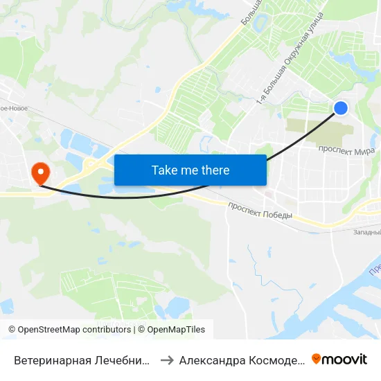 Ветеринарная Лечебница (В Центр) to Александра Космодемьянского map