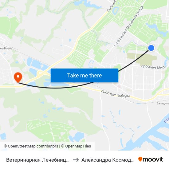 Ветеринарная Лечебница (Из Центра) to Александра Космодемьянского map