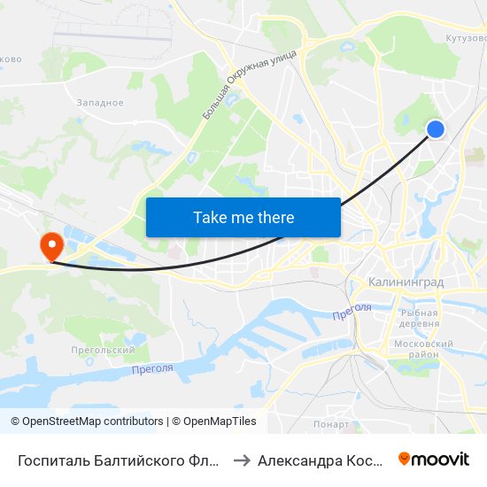 Госпиталь Балтийского Флота (Из Центра) Центр) to Александра Космодемьянского map