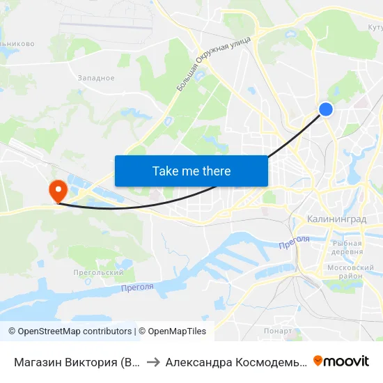 Магазин Виктория (В Центр) to Александра Космодемьянского map